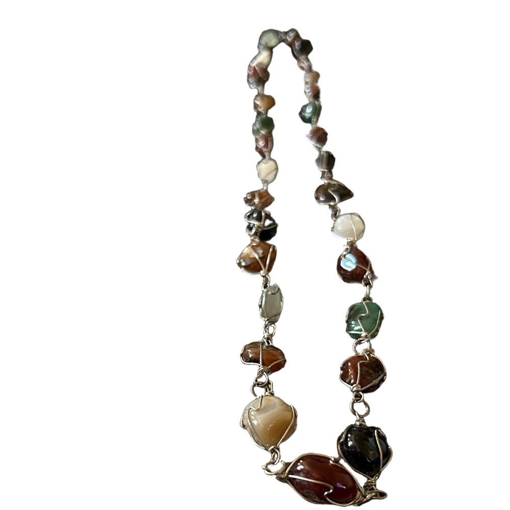 Italian Chic Multicolor wire wrapped  Stone Necklace